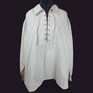 SCULLY | Men's Rangewear Leather Lace Up Placket Poplin Western Cowboy Top | XL